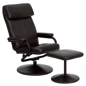 Emma and Oliver Multi-Position Headrest Recliner & Ottoman w/ Wrapped Base - 1 of 4