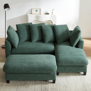 Merax L-Shaped Soft Chenille Upholstery Sectional Sofa with Hidden Storage and Movable Ottoman - 1 of 4