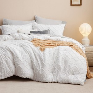 Queen Comforter Set -Bedsure 3Pcs Comforter Bedding Set with Intricate Solid Embroidery - 1 of 4