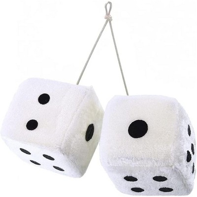 Zone Tech Pair Black And White Mirror Fuzzy Dice – 3” Pair Black And White  Plush Car Decorative Hanging Mirror Fuzzy Dice Pair : Target