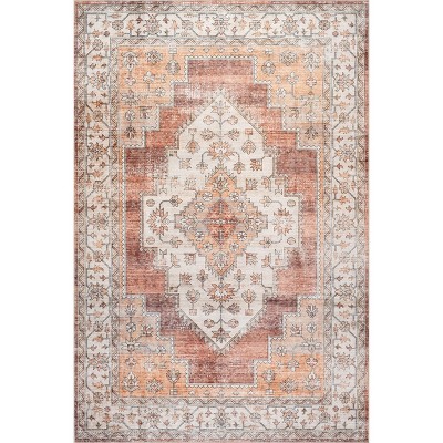 Nuloom Noemie SplashGuard Vintage Medallion Machine Washable Area Rug