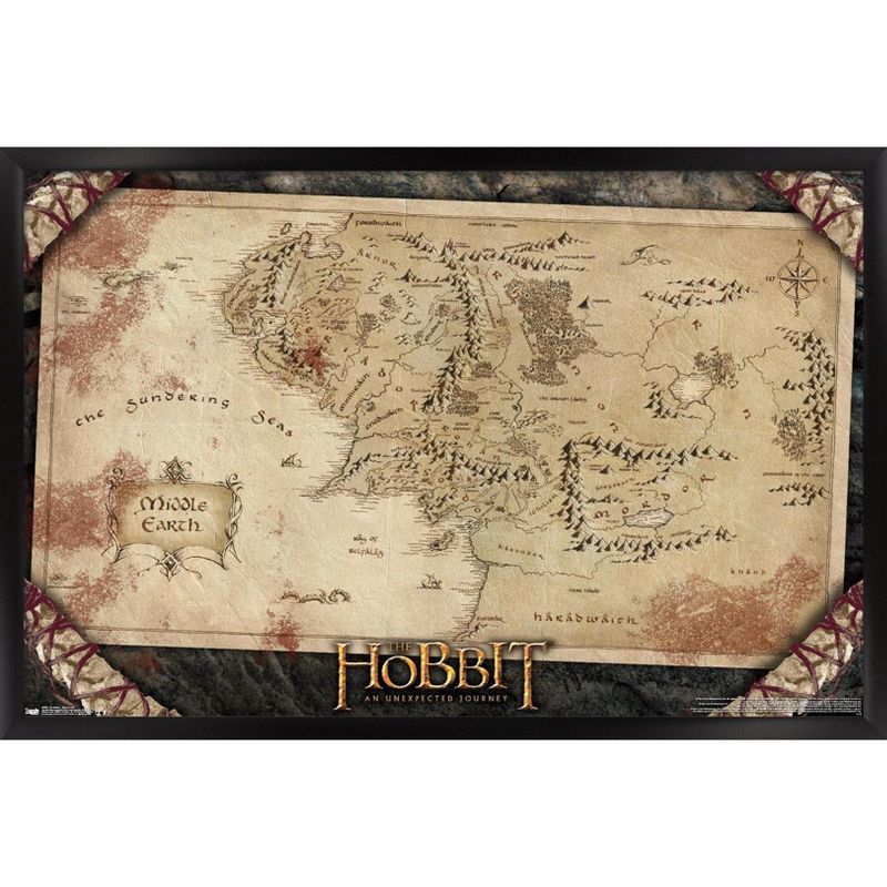Trends International 24X36 The Hobbit: An Unexpected Journey - Map Framed Wall Poster Prints, 1 of 7