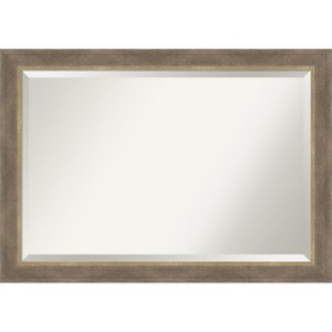 Amanti Art Driftwood Tan Beveled Wood Framed Bathroom Vanity Wall Mirror - 1 of 4