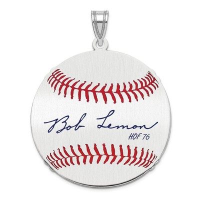Black Bow Jewelry Sterling Silver Bob Lemon Signature LG Enamel Baseball Pendant