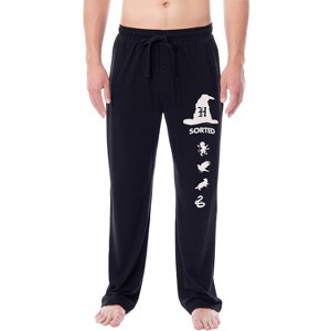 Harry Potter Mens' Sorting Hat All Hogwarts Houses Sleep Pajama Pants Black - 1 of 3
