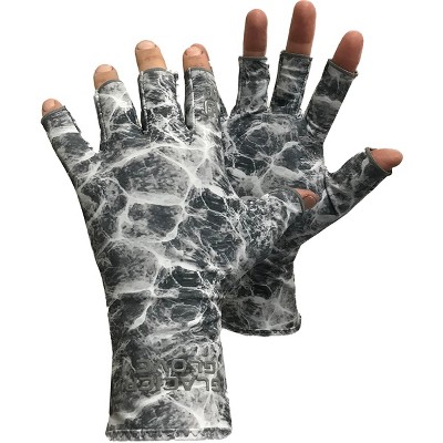 Glacier Glove Abaco Bay Fingerless Sun Gloves - Gray Water Camo - M