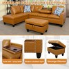 DOMETOUR Ginger Semi PU Synthetic Leather 3-Piece Sofa Set (Sofa+Chaise+Ottoman) - 3 of 4
