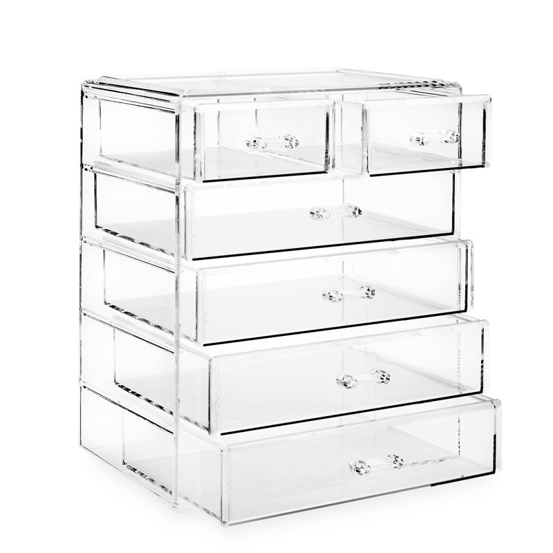 Casafield Makeup Storage Organizer, Clear Acrylic Cosmetic & Jewelry Organizer with 4 Large and 2 Small Drawers, 2 of 7