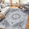 Washable Vintage Oriental Rug Non Slip Low Pile Rug Soft Throw Floor Cover Retro Medallion Indoor Carpet for Living Room Bedroom - 3 of 4