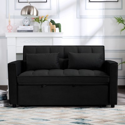 VYNXARIA 55inch Pull-out Sleeper Sofa bed, can be easily converted into a twin size bed,Black