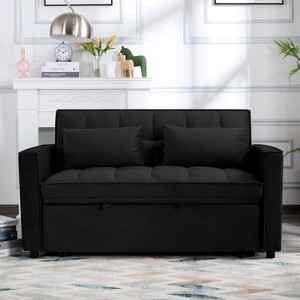 VYNXARIA 55inch Pull-out Sleeper Sofa bed, can be easily converted into a twin size bed,Black - 1 of 4
