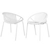 Patio Accent Chair Set Of 2,Modern Arm Chair With Cutout Design Backrest And Metal Legs,Outdoor Furniture -Maison Boucle - 2 of 4