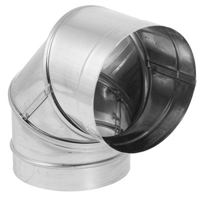 DuraVent DuraBlack 6-Inch Diameter Stainless Steel Single Wall Wood Burning Stove 90 Degree Elbow Pipe Connector to Vent Smoke and Exhaust, Silver