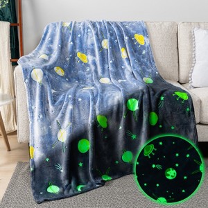 PAVILIA Glow in the Dark Blanket for Girls Boys, Soft Gift Toy Throw for Birthday Christmas Kids Room Decor - 1 of 4
