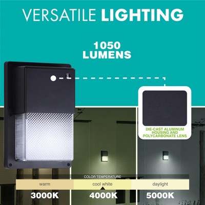 Black Energy Star LED Wall Pack Light with Dusk-to-Dawn Sensor