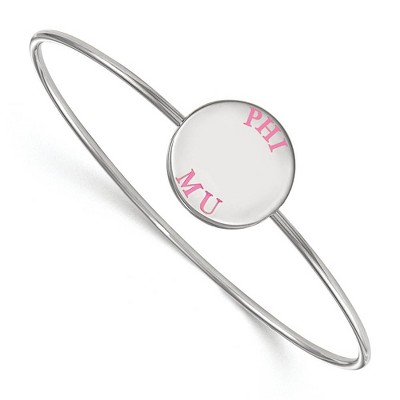 Black Bow Jewelry Sterling Silver Phi Mu Greek Life Bangle Bracelet 7 Inch