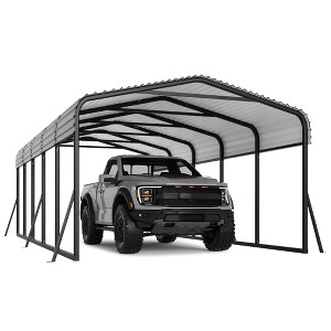 COZONY Heavy Duty Metal Carport, Galvanized Steel Roof Tall Garage Shelter for Cars Trucks Tractors Boats - 1 of 4