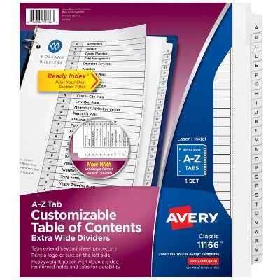 Avery Extra-Wide Dividers, 26 Tabs, Ready Index (11166)