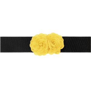 INSPIRE CHIC Women's Elastic Wide Double-Flower Stretch Corset Waist Belt 1 Pc - 1 of 4