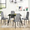 FurnitureR Dining Chairs Set of 4, Fabric Upholstered Padded Ergonomic High Back Chair Armless for Home Kitchen Dining Room, Space-Saving, Grey - 4 of 4