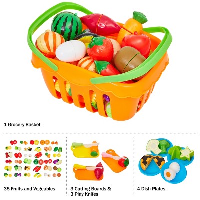 46-Piece Multicolor ABS Plastic Play Food Set with Kitchen Accessories