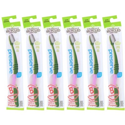 Preserve Medium Bristle Toothbrush Pink - 6 ct