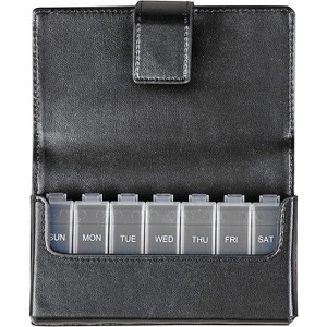 HealthSmart Weekly Pill Organizer, Medicine Organizer, Pill Box for 7 Days, Medication Organizer with Days of the Week, Black - 1 of 4