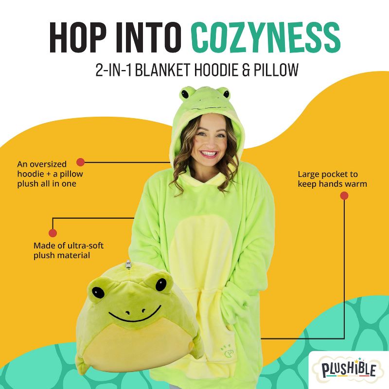 Fren Frog Adult Snugible Blanket Hoodie & Pillow, 3 of 8