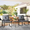 Resenkos 3-Piece Patio Furniture Set,Button Tufted Cushions, Rattan Rocking Chairs, Coffee Table, White - 3 of 4