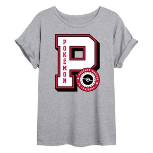 Women's - Pokémon - Pokémon Collegiate Letter Oversized Graphic T-Shirt - 1 of 4