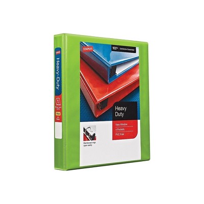 Staples Heavy Duty 1" 3-Ring View Binder Chartreuse (24666) 56319-CC/24666