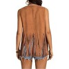 Clearlove Women Tassel Sleeveless Vest 70s Hippie Costume Faux Suede Fringe Vests Vintage Cowgirl Western Jacket Cardigan - 3 of 4