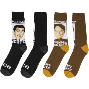 The Office Socks Michael Scott And Dwight Schrute Crew Socks For Men Women 2 Pair - 1 of 4