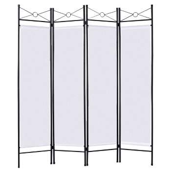 Costway 4 Panel Room Divider Privacy Screen Home Office Fabric Metal Frame