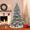 7.5ft Puleo Pre-Lit Flocked Slim Royal Majestic Spruce Artificial Christmas Tree with Gold Crown Treetop Clear Lights: Hinged Branches - 2 of 3
