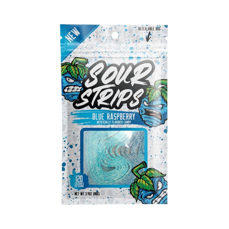 Sour Strips Blue Raspberry Candy - 3.4oz, 1 of 10