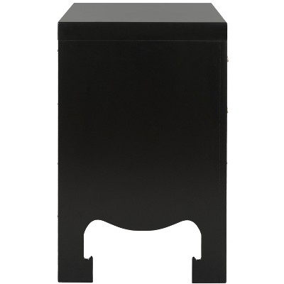Nero Black 3-Drawer Transitional Nightstand with Brass Hardware