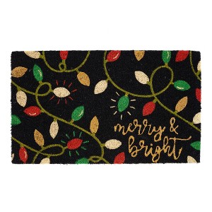 Design Imports Christmas Natural Coir Fiber Doormat, Non-Slip PVC Backing, Bright Lights - 1 of 4