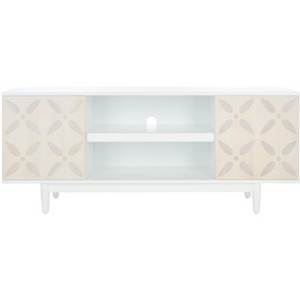 Faye 2 Shelf Pattern Media Stand - MED5011 - White Washed - Safavieh - 1 of 4