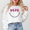 Simply Sage Market Women's Graphic Sweatshirt Bow Eyes Smiley  - M - White - 2 of 3