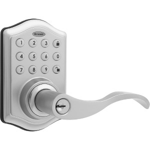 Honeywell Electronic Entry Lever Door Lock- Satin Nickel: Keyed Front Door Handle, Steel & Plastic, Requires 4 AA Batteries - 1 of 4