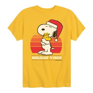 Boys' - Peanuts - Snoopy and Woodstock Christmas Skating Short Sleeve Graphic T-Shirt - 1 of 4