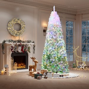 GustoWave Snow Flocked Pencil Christmas Tree,Slim Artificial Christmas Tree with Sturdy Metal Stand,Tree Holiday Decoration ,Pink Gradient - 1 of 4