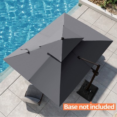 Pellebant 9x11.5FT Double Top Cantilever Umbrella Outdoor 360 Degree Rotation Offset Umbrella 6 Heights Adjustable Cantilever Patio Umbrella