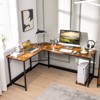 Tangkula L-Shaped Desk with Power Outlet 66” Computer Corner Desk with CPU Stand & Heavy-duty Metal Frame Rustic Brown/Black - 2 of 4