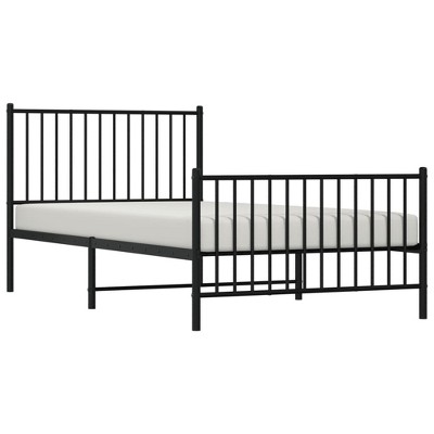 vidaXL Black Metal Single Bed Frame - Sturdy Steel Construction, with Functional Headboard and Footboard