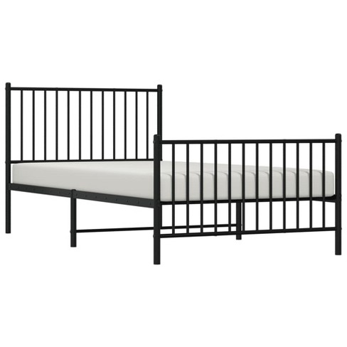 vidaXL Black Metal Single Bed Frame - Sturdy Steel Construction, with Functional Headboard and Footboard - image 1 of 4