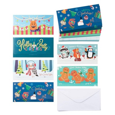 Sustainable Greetings 36 Pack Money Christmas Money Holder Cards with Envelopes, 6 Festive Holiday Designs (7.25 x 3.5 In)