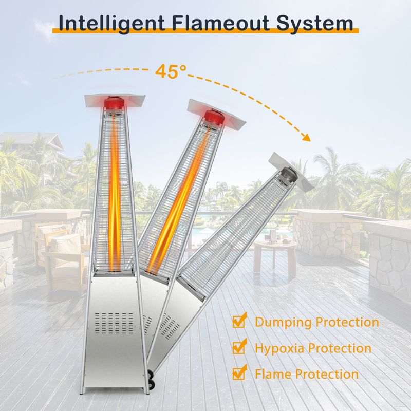 Tangkula 90'' Pyramid Patio Heater with Electronic Ignition System 42,000 BTU Gas Porch and Deck Heater with Wheels, 5 of 8