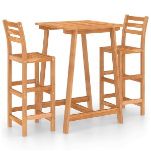 vidaXL Outdoor Bar Set Natural wood Solid acacia wood One size Durable - 1 of 4